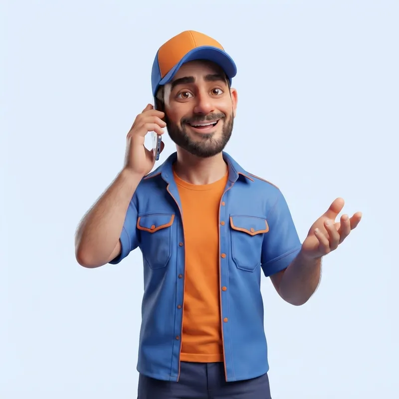 Mascote falando ao telefone